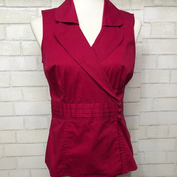 Ann Taylor Tops - Ann Taylor wrap blouse size 6 berry Dbl collar